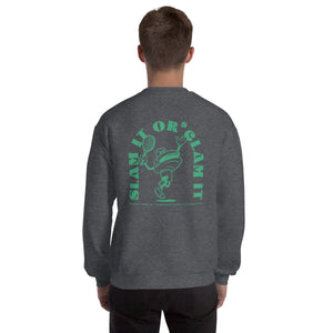 Clam Slam - Clam Cartoon - Unisex Sweatshirt - Green Text