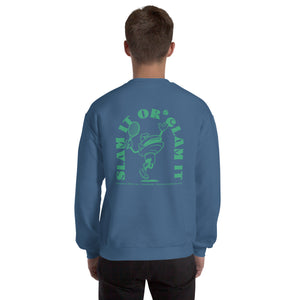 Clam Slam - Clam Cartoon - Unisex Sweatshirt - Green Text