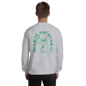 Clam Slam - Clam Cartoon - Unisex Sweatshirt - Green Text