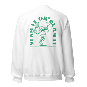 Clam Slam - Clam Cartoon - Unisex Sweatshirt - Green Text