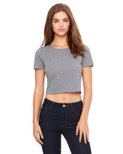 Load image into Gallery viewer, Watchill’n ‘Cafe Racer’ - Women’s Crop Tee (Grey) - Watch Hill RI t-shirts with vintage surfing and motorcycle designs.