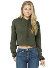 Load image into Gallery viewer, Watchill&#39;n &#39;Surf&#39;s Up&#39; - Women&#39;s Cropped Fleece Hoodie (Tan) - Watch Hill RI t-shirts with vintage surfing and motorcycle designs.