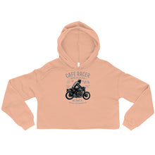 Load image into Gallery viewer, Watchill’n ‘Cafe Racer’ - Women&#39;s Cropped Fleece Hoodie (Grey) - Watch Hill RI t-shirts with vintage surfing and motorcycle designs.