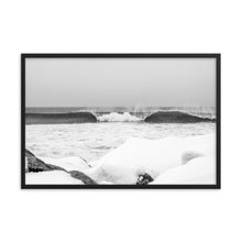 Load image into Gallery viewer, Watch Hill &#39;Winter Waves&#39;, Framed poster - Watch Hill RI t-shirts with vintage surfing and motorcycle designs.