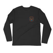 Load image into Gallery viewer, Watch Hill &#39;Surf Co.’ Premium Long Sleeve Fitted Crew (Orange/Grey/Cyan) - Watch Hill RI t-shirts with vintage surfing and motorcycle designs.