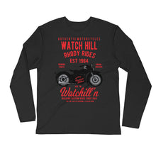 Load image into Gallery viewer, Watchill’n ‘Rhody Rides’ Premium Long Sleeve Fitted Crew (Red) - Watchill&#39;n