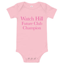 Load image into Gallery viewer, Watch Hill &#39;Club Champion&#39; - Baby Jersey Short Sleeve One Piece (Pink) - Watch Hill RI t-shirts with vintage surfing and motorcycle designs.