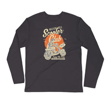 Load image into Gallery viewer, Watchill’n ‘Scooter Club’ Premium Long Sleeve Fitted Crew (Creme/Orange) - Watch Hill RI t-shirts with vintage surfing and motorcycle designs.