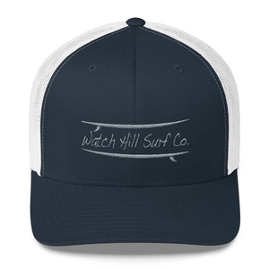 Watch Hill Surf Co. 'Parallel Boards' Trucker Cap (Grey) - Watch Hill RI t-shirts with vintage surfing and motorcycle designs.