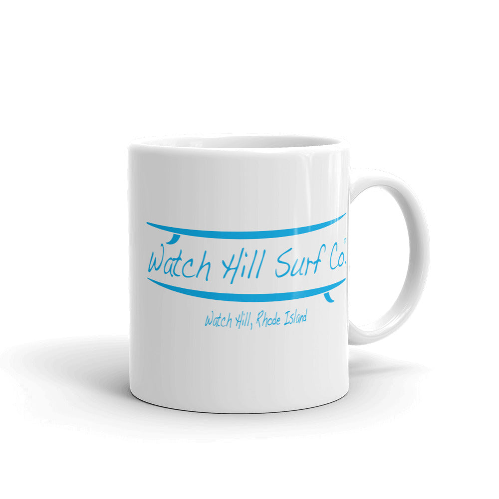 Watch Hill Surf Co. 'Parallel Boards' Ceramic Mugs in 11oz. or 15oz. (Cyan) - Watch Hill RI t-shirts with vintage surfing and motorcycle designs.