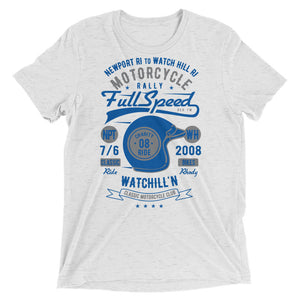 Watchill’n ‘Full Speed’ Unisex Short sleeve t-shirt (Grey/Blue) - Watchill'n