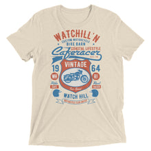 Load image into Gallery viewer, Watchill’n ‘Bike Barn’ Unisex Short sleeve t-shirt (Rust/Lt Blue) - Watchill&#39;n