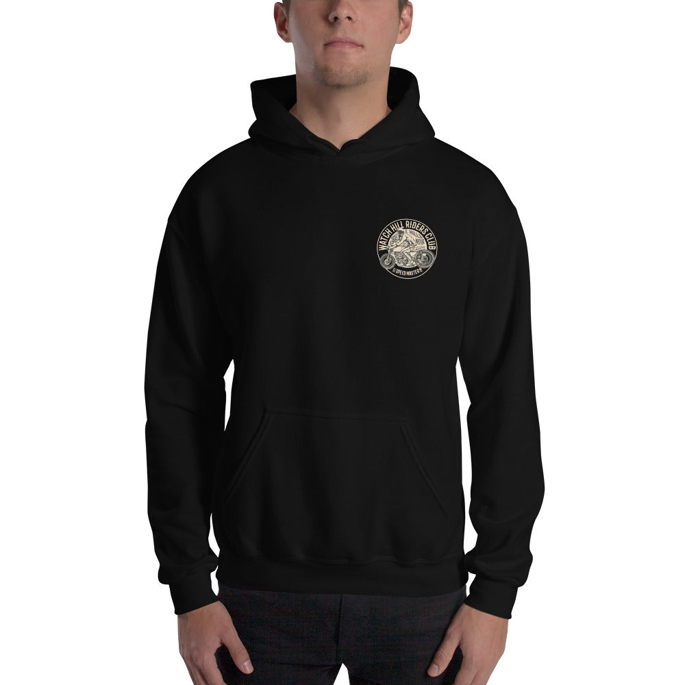 Watchill’n ‘Riders Club’ Unisex Hoodie - Watch Hill RI t-shirts with vintage surfing and motorcycle designs.