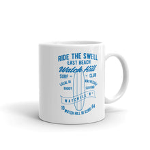 Load image into Gallery viewer, Watchill&#39;n &#39;Ride the Swell&#39; Ceramic Mug - Cyan - Watch Hill RI t-shirts with vintage surfing and motorcycle designs.