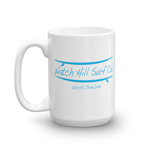 Watch Hill Surf Co. 'Parallel Boards' Ceramic Mugs in 11oz. or 15oz. (Cyan) - Watch Hill RI t-shirts with vintage surfing and motorcycle designs.