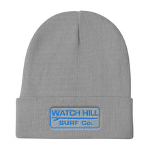Load image into Gallery viewer, Watch Hill Surf Co. &#39;Patch Logo&#39; Embroidered Beanie (Blue) - Watch Hill RI t-shirts with vintage surfing and motorcycle designs.