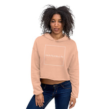 Load image into Gallery viewer, Watchill&#39;n &#39;Square&#39; Logo - Women&#39;s Cropped Fleece Hoodie (White) - Watch Hill RI t-shirts with vintage surfing and motorcycle designs.