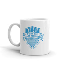 Load image into Gallery viewer, Watch Hill &#39;Paddle Board Club&#39; Ceramic Mug - (Lt. Blue) - Watch Hill RI t-shirts with vintage surfing and motorcycle designs.