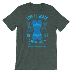 Watchill'n 'Live to Skate' - Short-Sleeve Unisex T-Shirt (Lt. Blue/Blue) - Watchill'n