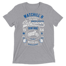 Load image into Gallery viewer, Watchill’n ‘Bike Barn’ Unisex Short sleeve t-shirt (White/Blue) - Watchill&#39;n