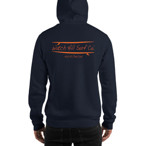 Watch Hill Surf Co. 'Parallel Boards' Unisex Hoodie - (Orange) - Watch Hill RI t-shirts with vintage surfing and motorcycle designs.