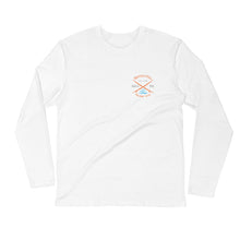 Load image into Gallery viewer, Watch Hill &#39;Surf Co.’ Premium Long Sleeve Fitted Crew (Orange/Grey/Cyan) - Watch Hill RI t-shirts with vintage surfing and motorcycle designs.