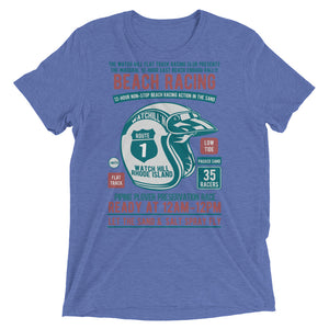 Watchill’n ‘Beach Racing’ Unisex Short sleeve t-shirt (Teal/Rust) - Watchill'n