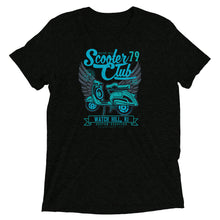 Load image into Gallery viewer, Watchill’n ‘Scooter Club’ Unisex Short Sleeve t-shirt (Cyan/Turquoise) - Watch Hill RI t-shirts with vintage surfing and motorcycle designs.