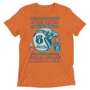 Watchill’n ‘Beach Racing’ Unisex Short sleeve t-shirt (Teal/Rust) - Watchill'n