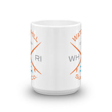 Load image into Gallery viewer, Watch Hill ‘Surf Co.’ Ceramic Mugs in 11oz. or 15oz. (Orange/Grey/Cyan) - Watch Hill RI t-shirts with vintage surfing and motorcycle designs.