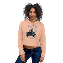 Load image into Gallery viewer, Watchill’n ‘Cafe Racer’ - Women&#39;s Cropped Fleece Hoodie (Grey) - Watch Hill RI t-shirts with vintage surfing and motorcycle designs.