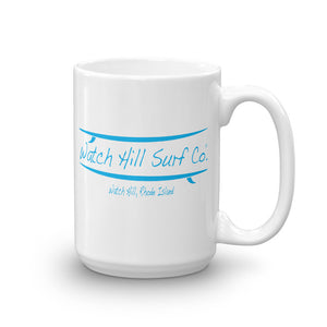 Watch Hill Surf Co. 'Parallel Boards' Ceramic Mugs in 11oz. or 15oz. (Cyan) - Watch Hill RI t-shirts with vintage surfing and motorcycle designs.