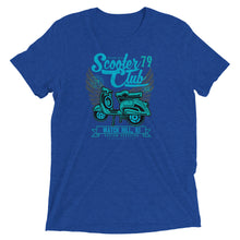 Load image into Gallery viewer, Watchill’n ‘Scooter Club’ Unisex Short Sleeve t-shirt (Cyan/Turquoise) - Watch Hill RI t-shirts with vintage surfing and motorcycle designs.