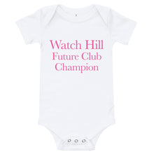 Load image into Gallery viewer, Watch Hill &#39;Club Champion&#39; - Baby Jersey Short Sleeve One Piece (Pink) - Watch Hill RI t-shirts with vintage surfing and motorcycle designs.