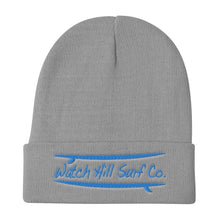 Load image into Gallery viewer, Watch Hill Surf Co. &#39;Parallel Boards&#39; Embroidered Beanie (Blue) - Watch Hill RI t-shirts with vintage surfing and motorcycle designs.