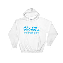 Load image into Gallery viewer, Watchill&#39;n &#39;Coordinates&#39; Logo - Hoodie (Cyan) - Watchill&#39;n