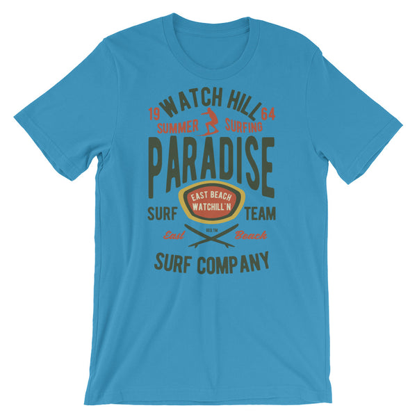 Watchill\'n \'Summer Surfing\' - Short-Sleeve T-Shirt (Green/Terra Unisex