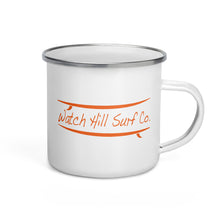 Load image into Gallery viewer, Watch Hill Surf Co. &#39;Parallel Boards&#39; Enamel Mug (Orange) - Watch Hill RI t-shirts with vintage surfing and motorcycle designs.