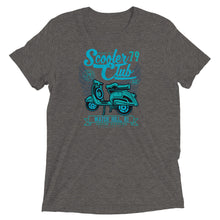 Load image into Gallery viewer, Watchill’n ‘Scooter Club’ Unisex Short Sleeve t-shirt (Cyan/Turquoise) - Watch Hill RI t-shirts with vintage surfing and motorcycle designs.