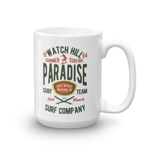 Load image into Gallery viewer, Watchill&#39;n &#39;Summer Surfing&#39; Ceramic Mug - (Green/Terracotta) - Watch Hill RI t-shirts with vintage surfing and motorcycle designs.