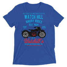 Load image into Gallery viewer, Watchill’n ‘Rhody Rides’ Unisex Short sleeve t-shirt (Blue/Red) - Watchill&#39;n