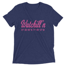 Load image into Gallery viewer, Watchill&#39;n &#39;Coordinates&#39; Logo Premium Unisex Short Sleeve T-shirt (Pink) - Watchill&#39;n