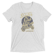 Load image into Gallery viewer, Watchill’n ‘Scooter Club’ Unisex Short Sleeve t-shirt (Creme/Grey) - Watch Hill RI t-shirts with vintage surfing and motorcycle designs.