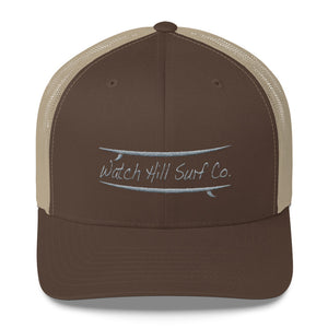 Watch Hill Surf Co. 'Parallel Boards' Trucker Cap (Grey) - Watch Hill RI t-shirts with vintage surfing and motorcycle designs.