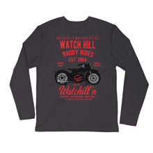 Load image into Gallery viewer, Watchill’n ‘Rhody Rides’ Premium Long Sleeve Fitted Crew (Red) - Watchill&#39;n