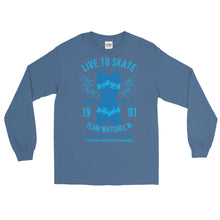 Load image into Gallery viewer, Watchill&#39;n &#39;Live to Skate&#39; - Long-Sleeve T-Shirt (Lt. Blue/Blue) - Watchill&#39;n