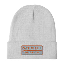 Load image into Gallery viewer, Watch Hill Surf Co. &#39;Patch Logo&#39; Embroidered Beanie (Orange) - Watch Hill RI t-shirts with vintage surfing and motorcycle designs.