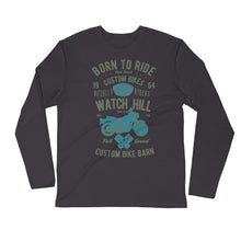 Load image into Gallery viewer, Watchill’n ‘Born To Ride’ Premium Long Sleeve Fitted Crew (Olive/Blue) - Watchill&#39;n