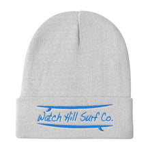 Load image into Gallery viewer, Watch Hill Surf Co. &#39;Parallel Boards&#39; Embroidered Beanie (Blue) - Watch Hill RI t-shirts with vintage surfing and motorcycle designs.