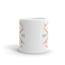 Load image into Gallery viewer, Watch Hill ‘Surf Co.’ Ceramic Mugs in 11oz. or 15oz. (Orange/Grey/Cyan) - Watch Hill RI t-shirts with vintage surfing and motorcycle designs.